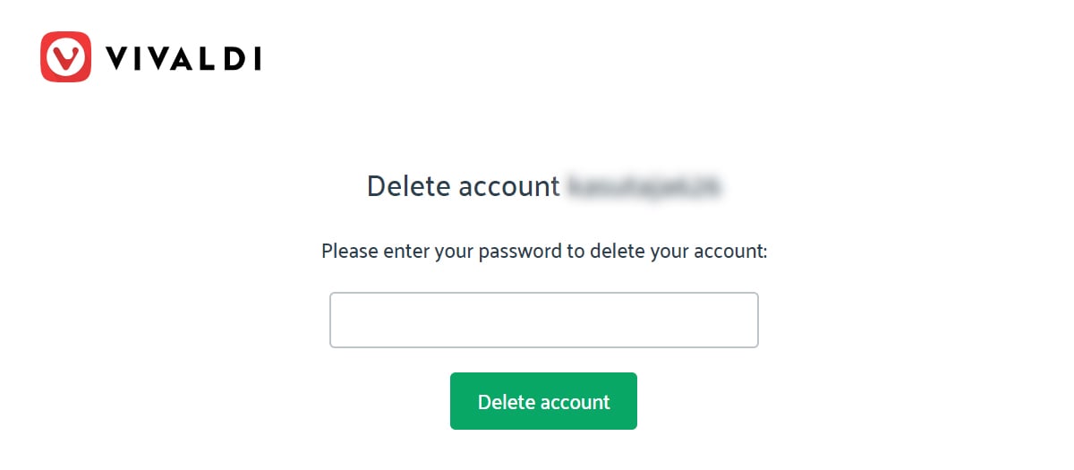 Confirm account deletion by entering the password