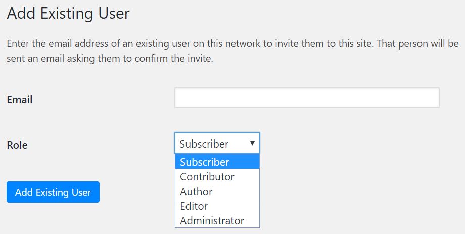 Adding a new user to a blog