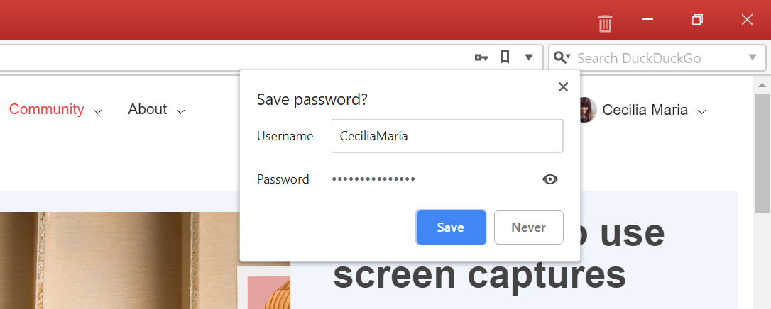 Save password prompt