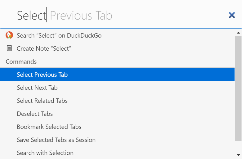 Selecting tabs with Quick Commands