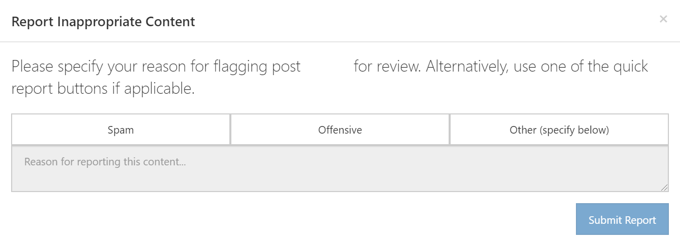 Giving a reason for flagging a post