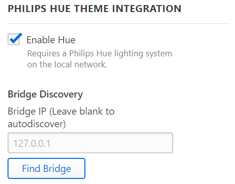 Philips Hue settings